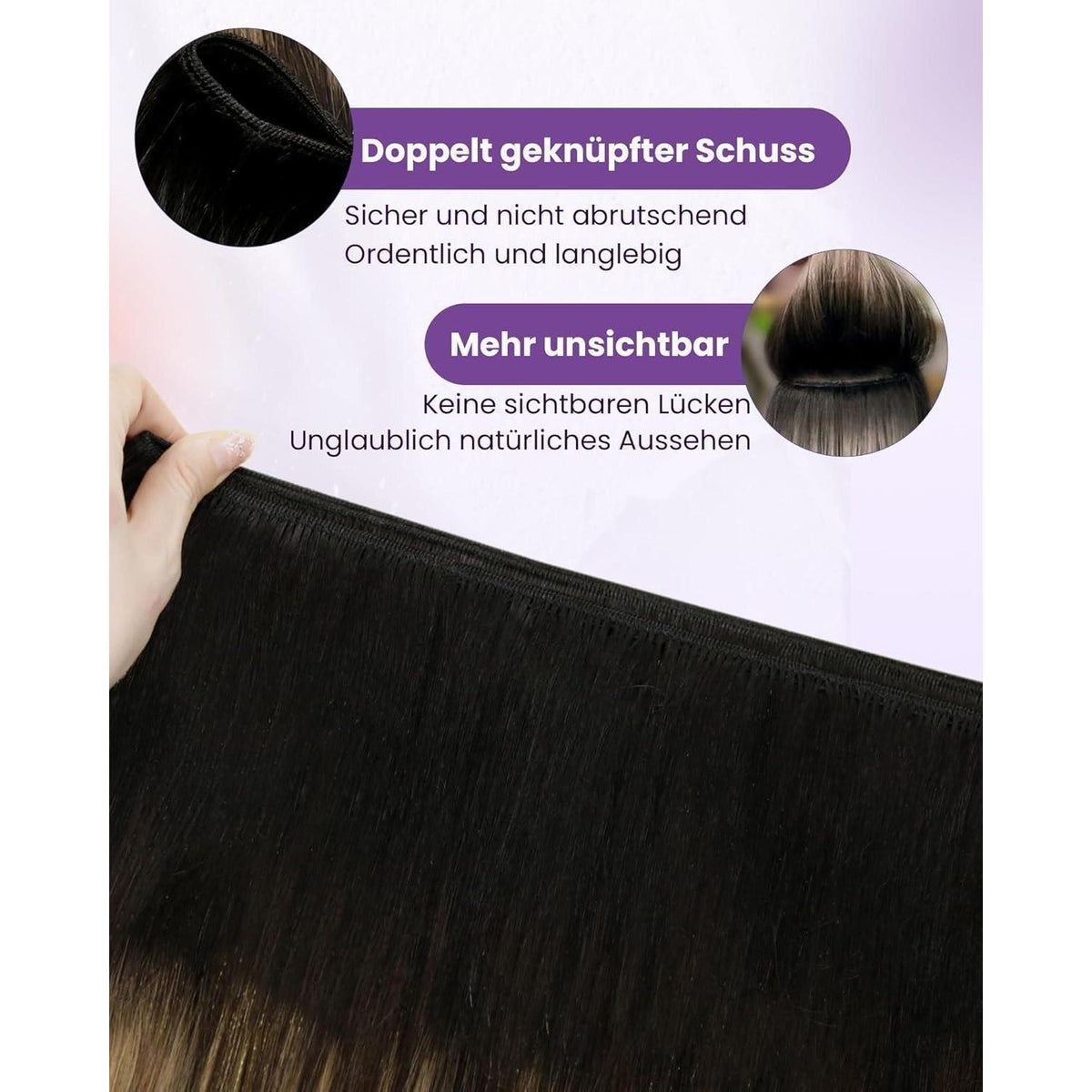 Echthaar Tressen Blayage Schwarz Ombre 55cm - 100g #1b/4/27