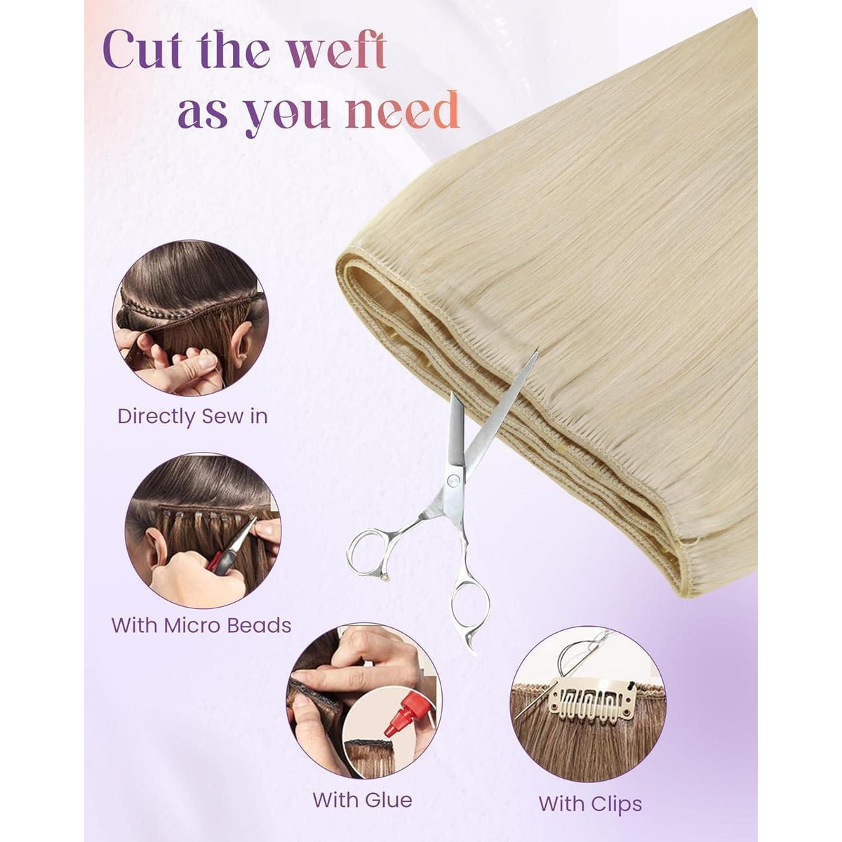 Blond Remy Echthaar Tressen 40cm - Haarverlängerung
