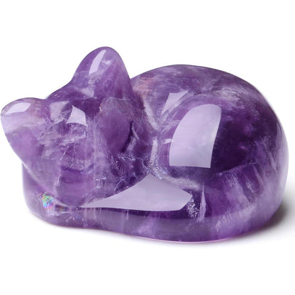Amethyst Katze Kristallfigur - Glückskätzchen Deko für Katzenliebhaber