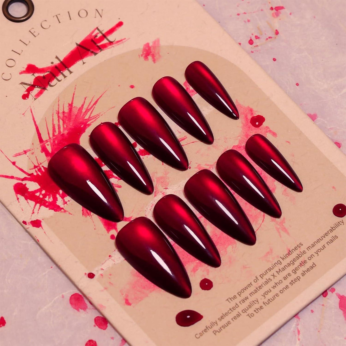 24 Halloween Press On Nails Rot Mandel – Künstliche Nägel Aufkleben