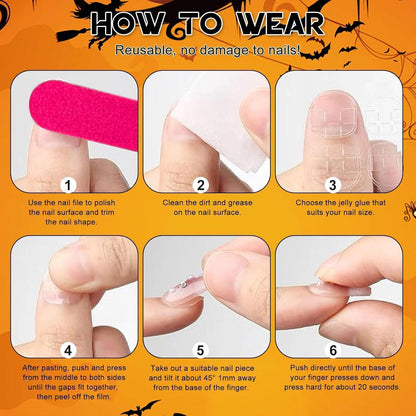 24 Halloween Press On Nails Rot Mandel – Künstliche Nägel Aufkleben