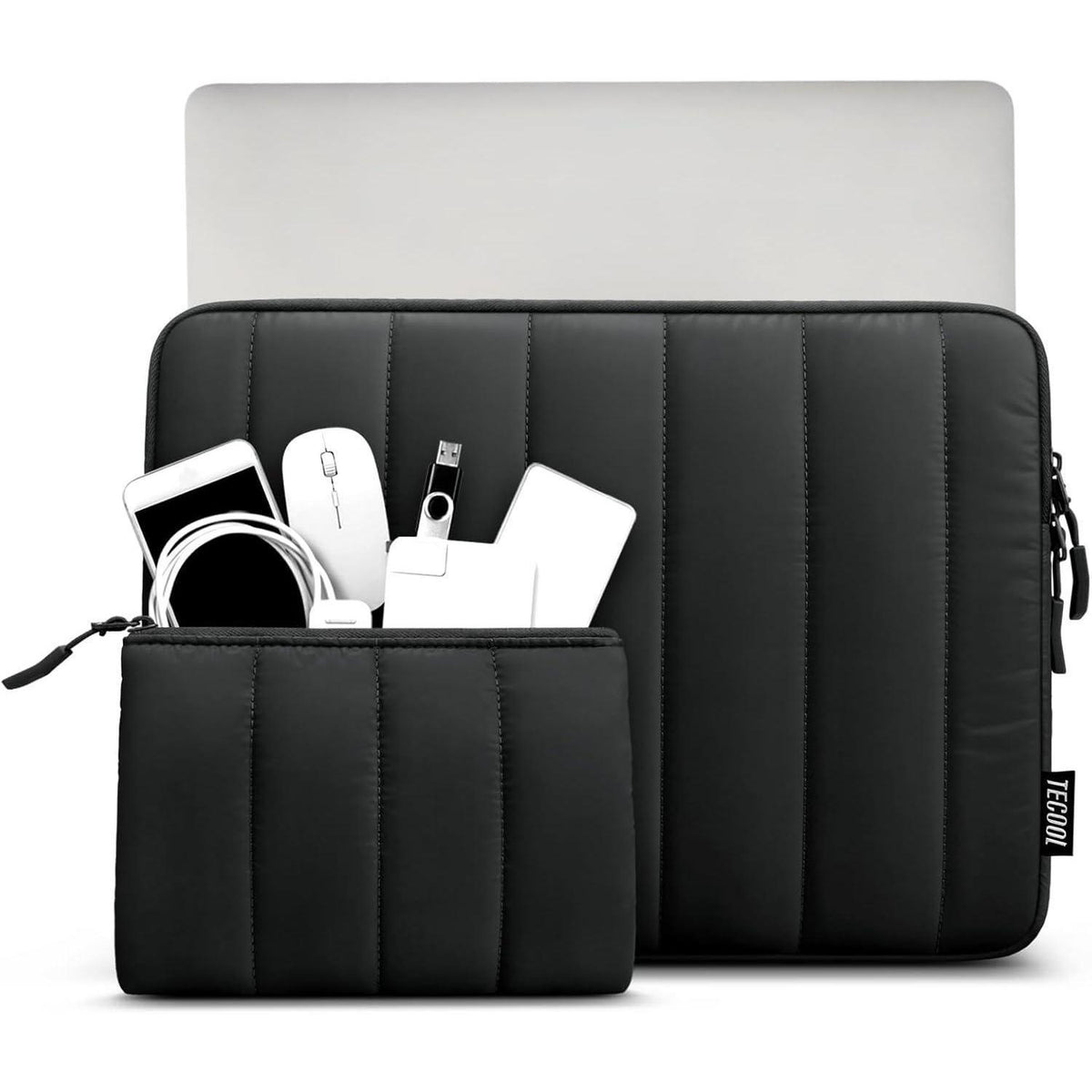 16 Zoll Laptop Tasche mit Zubehörtasche, Schwarz