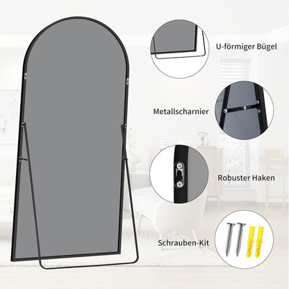 Ganzkörperspiegel 192x85cm – Gewölbter Standspiegel Schwarz