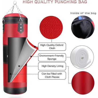 Boxsack Set Heavy Duty 120cm Rot mit Haken & Bandagen
