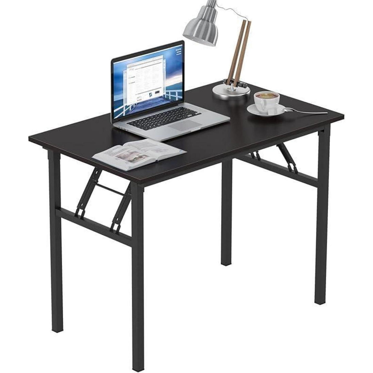 Klapptisch & Schreibtisch Holz, Schwarz 100x60cm, Kein Aufbau