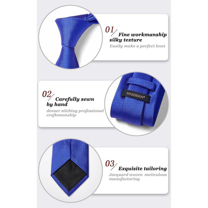 Herren Krawatten-Set mit Einstecktuch und Manschettenknöpfen Blau