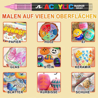 120 Acrylstifte Set – Wasserfest, Brush Tip, Vielseitig