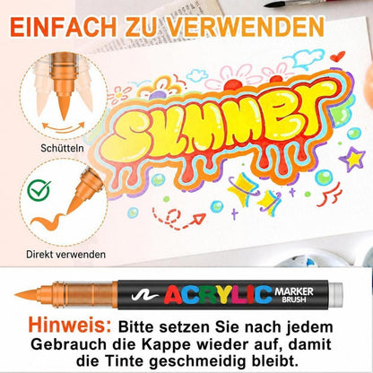 120 Acrylstifte Set – Wasserfest, Brush Tip, Vielseitig