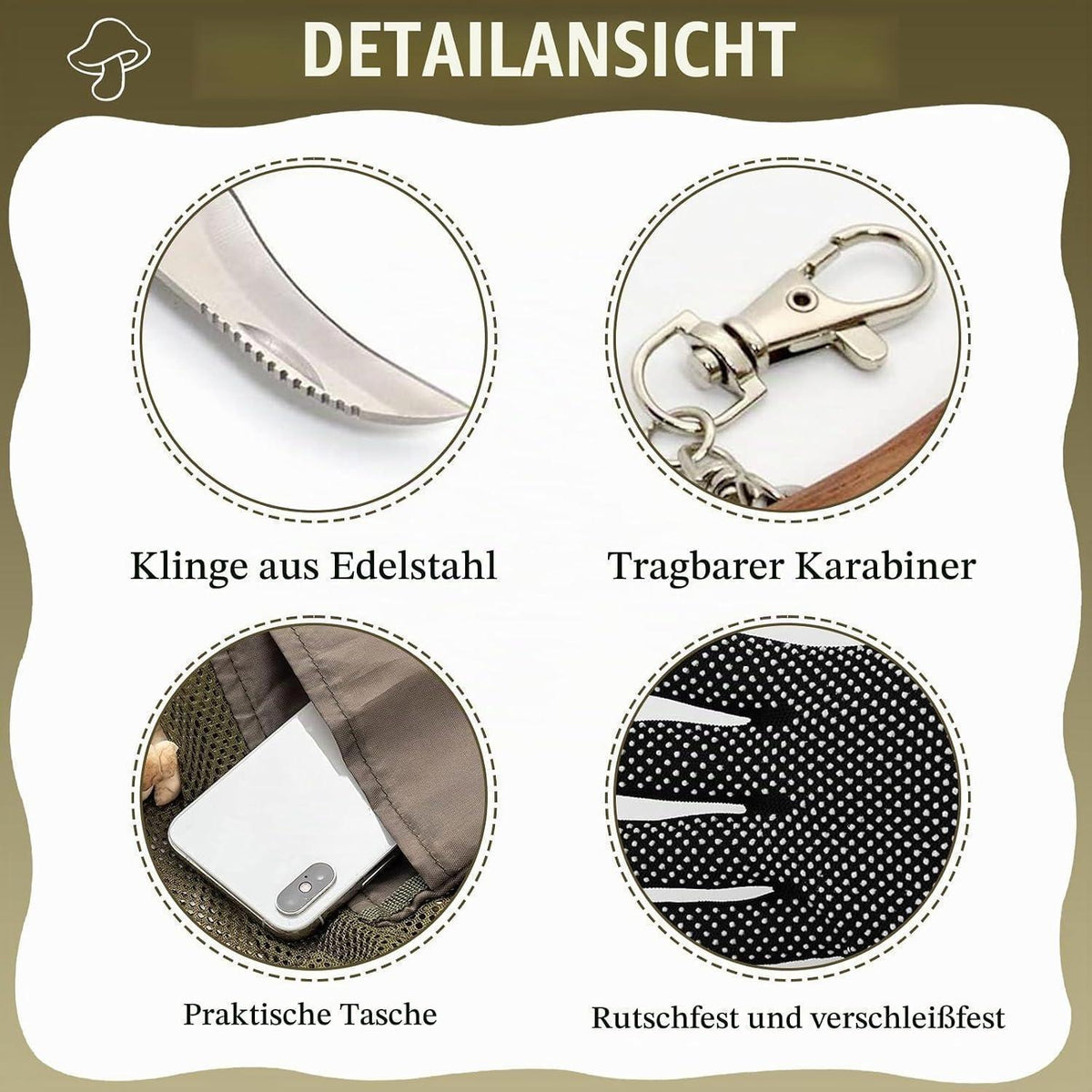 Pilzmesser Set mit Bürste, Lineal & Handschuhen