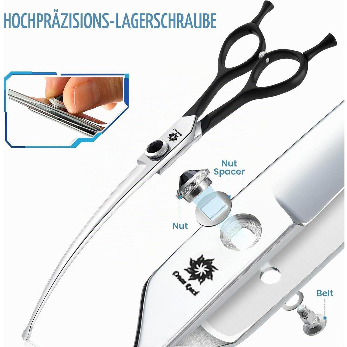 8 Zoll Gebogene Fellschere für Hunde & Katzen – Ergonomisch & Sicher