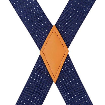 Herren Hosenträger X-Form 3,5cm Marineblau Polka Dot mit 4 Clips
