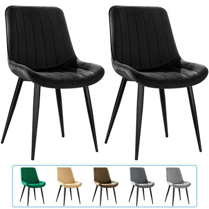 Samt Esszimmerstühle 2er Set mit Metallbeinen Schwarz