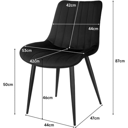 Samt Esszimmerstühle 2er Set mit Metallbeinen Schwarz