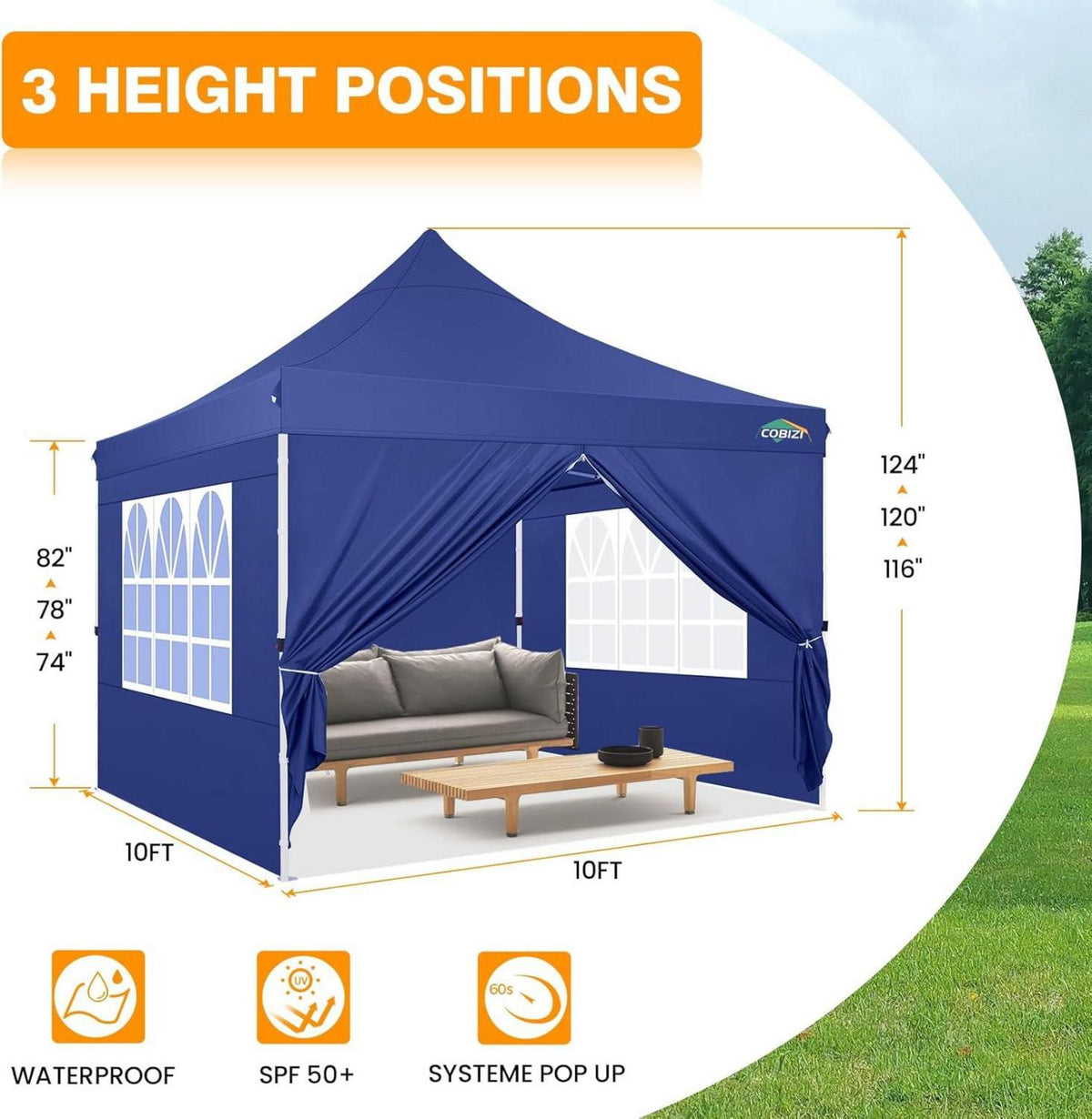 COBIZI Faltpavillon 3x3 Wasserdicht Stabil Winterfest Pop up Pavillon