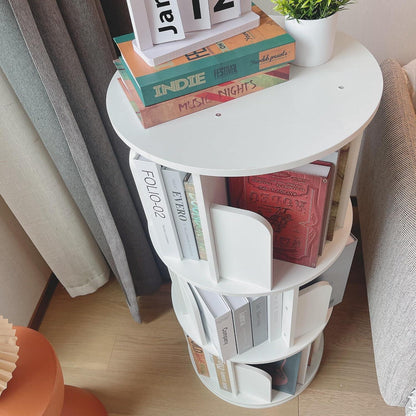 Drehbares Bücherregal Massivholz, 3-stöckig, Weiß