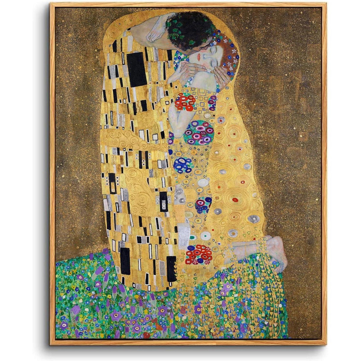Vintage Leinwandbild "Der Kuss" mit Holzrahmen 60x90 cm