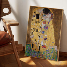 Vintage Leinwandbild "Der Kuss" mit Holzrahmen 60x90 cm