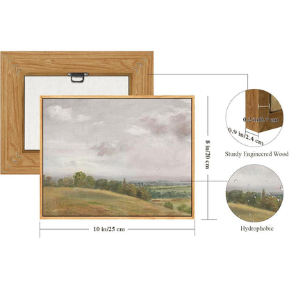 Vintage Leinwandbild mit Holzrahmen, 20x25 cm Himmel & Wiesen