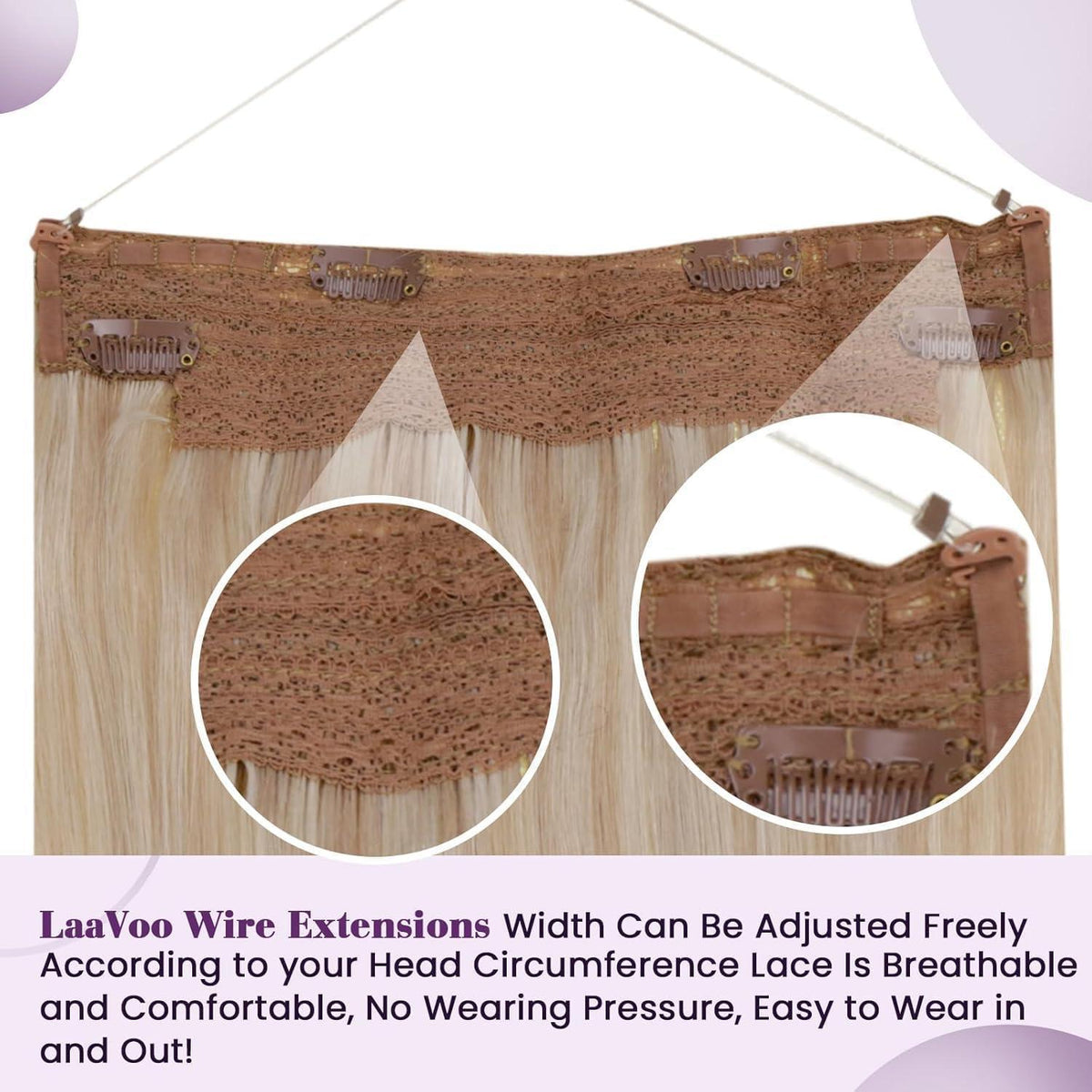Echthaar Verlängerung Ashblond mit Draht – 45cm, 80g