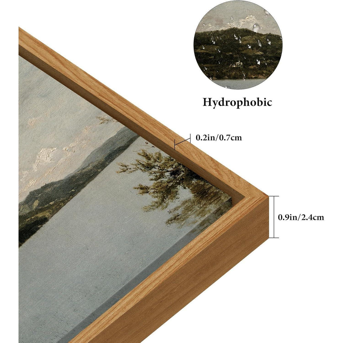 Vintage Leinwandbild Bergsee mit Holzrahmen 60x90 cm
