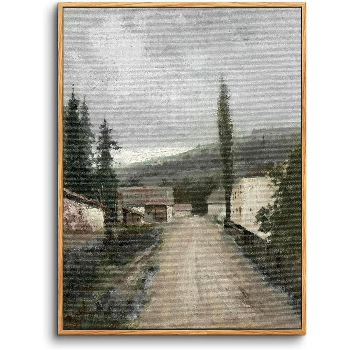 Vintage Leinwandbild mit Holzrahmen – Slowakisches Dorf 30x40 cm