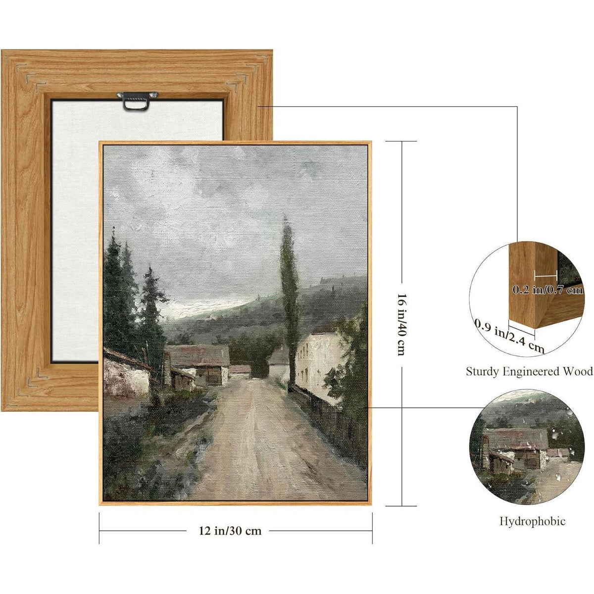Vintage Leinwandbild mit Holzrahmen – Slowakisches Dorf 30x40 cm