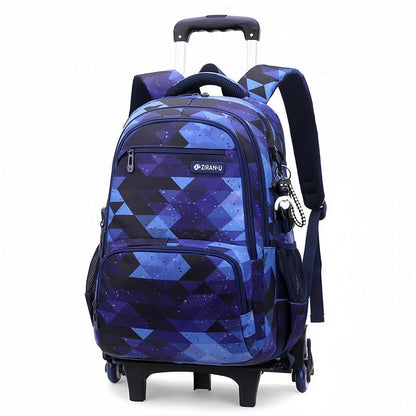 Trolley Schulranzen für Jungen – Abnehmbarer Rucksack mit Rollen, Blau