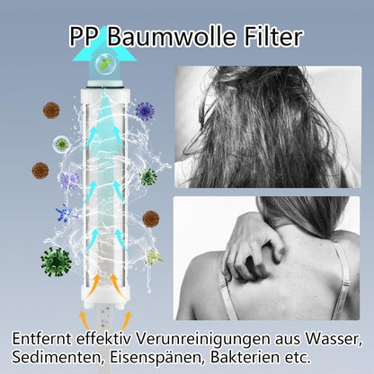 Duschkopf mit 4 PP-Filtern, 5 Strahlarten, Wassersparend, Chrom/Weiß