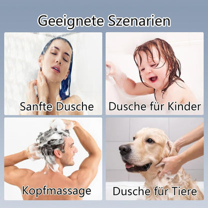 Duschkopf mit 4 PP-Filtern, 5 Strahlarten, Wassersparend, Chrom/Weiß