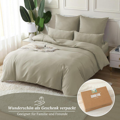 Satin Bettwäsche Set 220x240 Baumwolle, 3-teilig Luxus