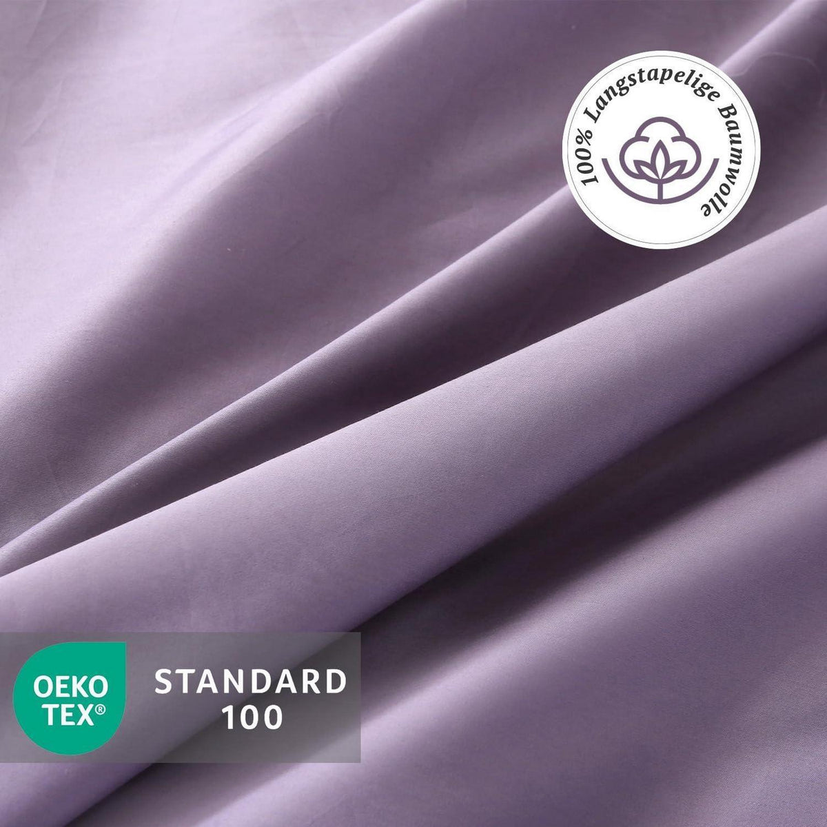 Satin Bettwäsche Set 220x240 - Grauviolett, 3-teilig