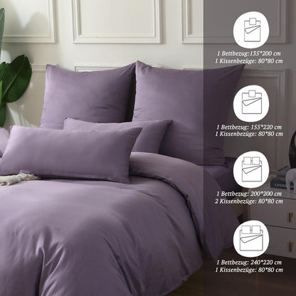 Satin Bettwäsche Set 220x240 - Grauviolett, 3-teilig