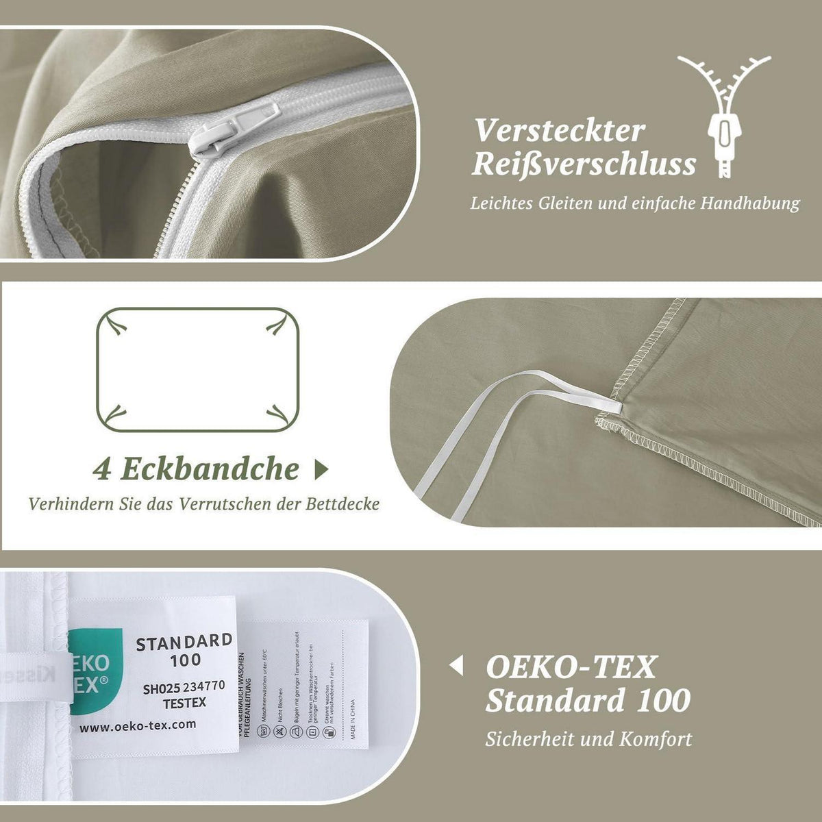 Satin Bettwäsche Set 135x200 - 4tlg. Baumwolle, Luxus