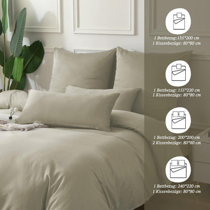 Satin Bettwäsche Set 135x200 - 4tlg. Baumwolle, Luxus