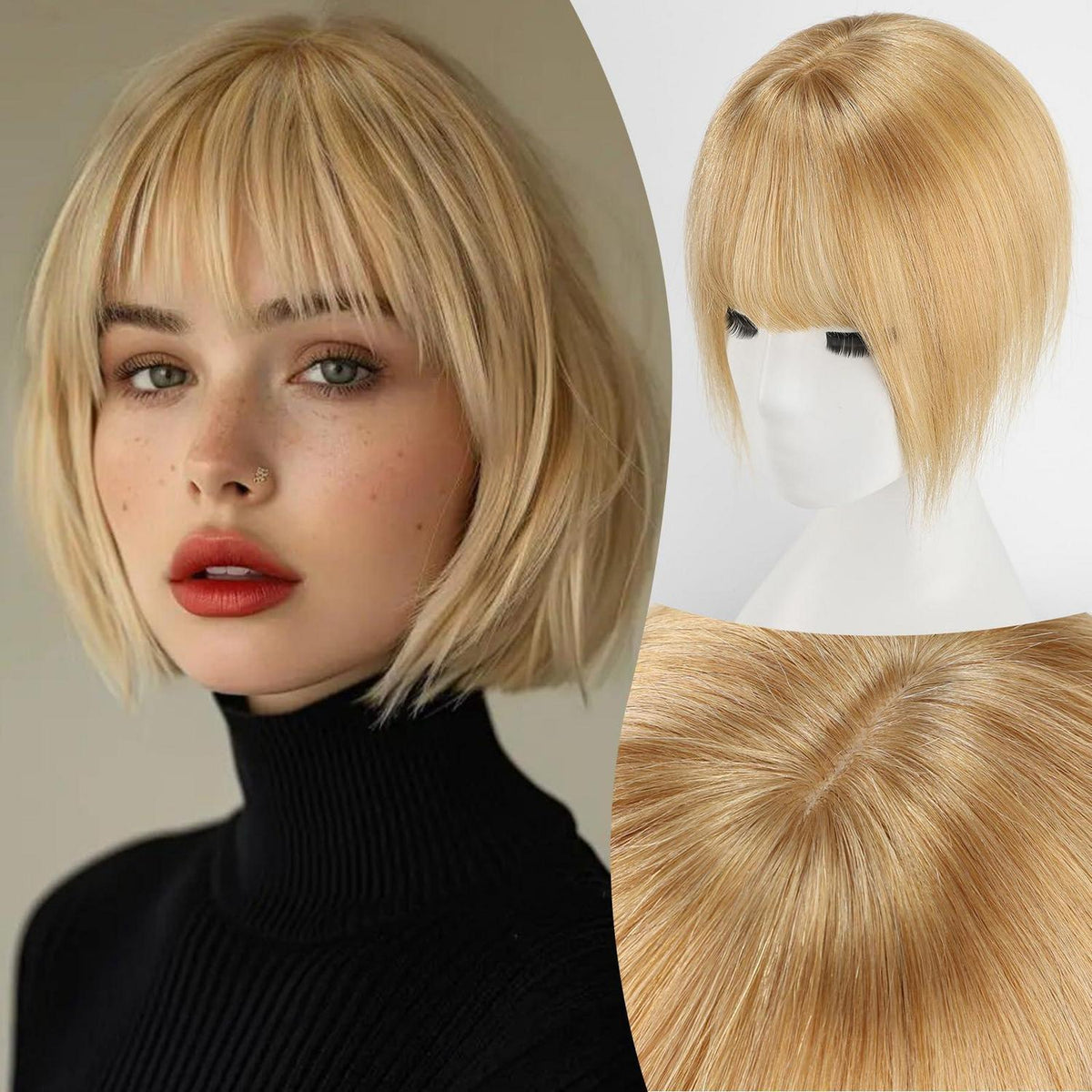 10 Zoll Clip-in Pony aus Echthaar – Schwarz 3D French Blond