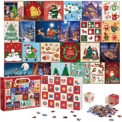 Adventskalender Puzzle 1000 Teile 24 Tage Countdown Weihnachtsgeschenk