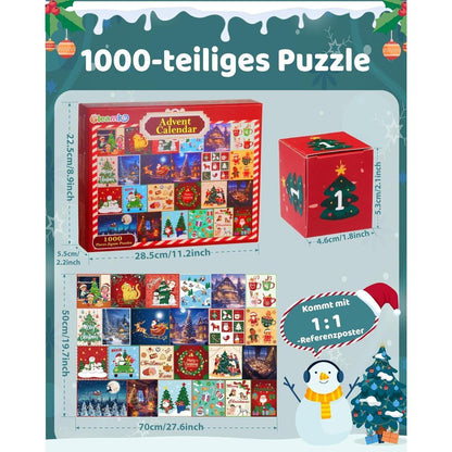 Adventskalender Puzzle 1000 Teile 24 Tage Countdown Weihnachtsgeschenk