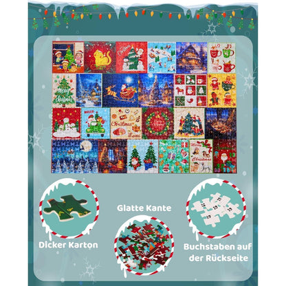Adventskalender Puzzle 1000 Teile 24 Tage Countdown Weihnachtsgeschenk
