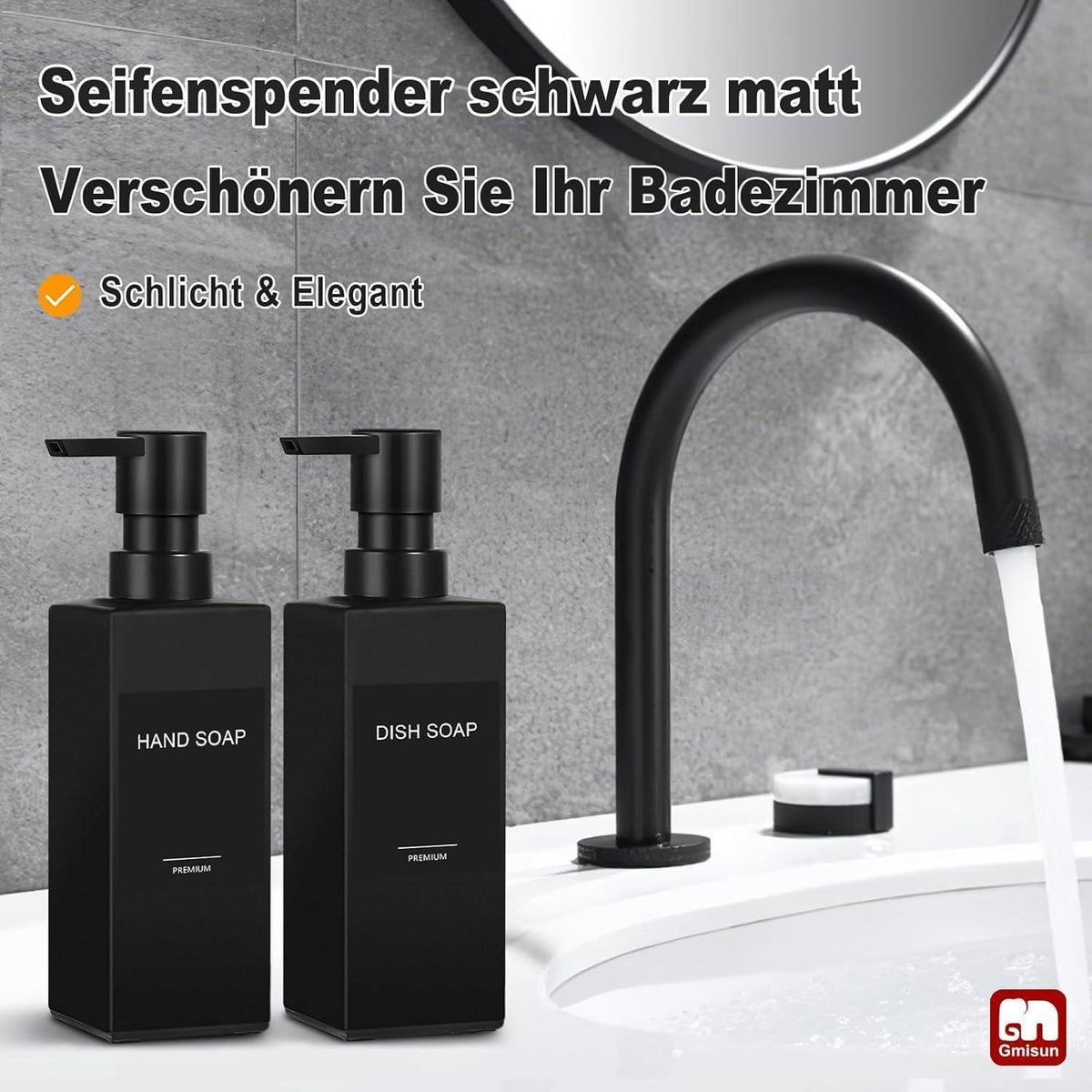 Schwarzer Seifenspender 2er-Set – Modernes Glas für Küche & Bad
