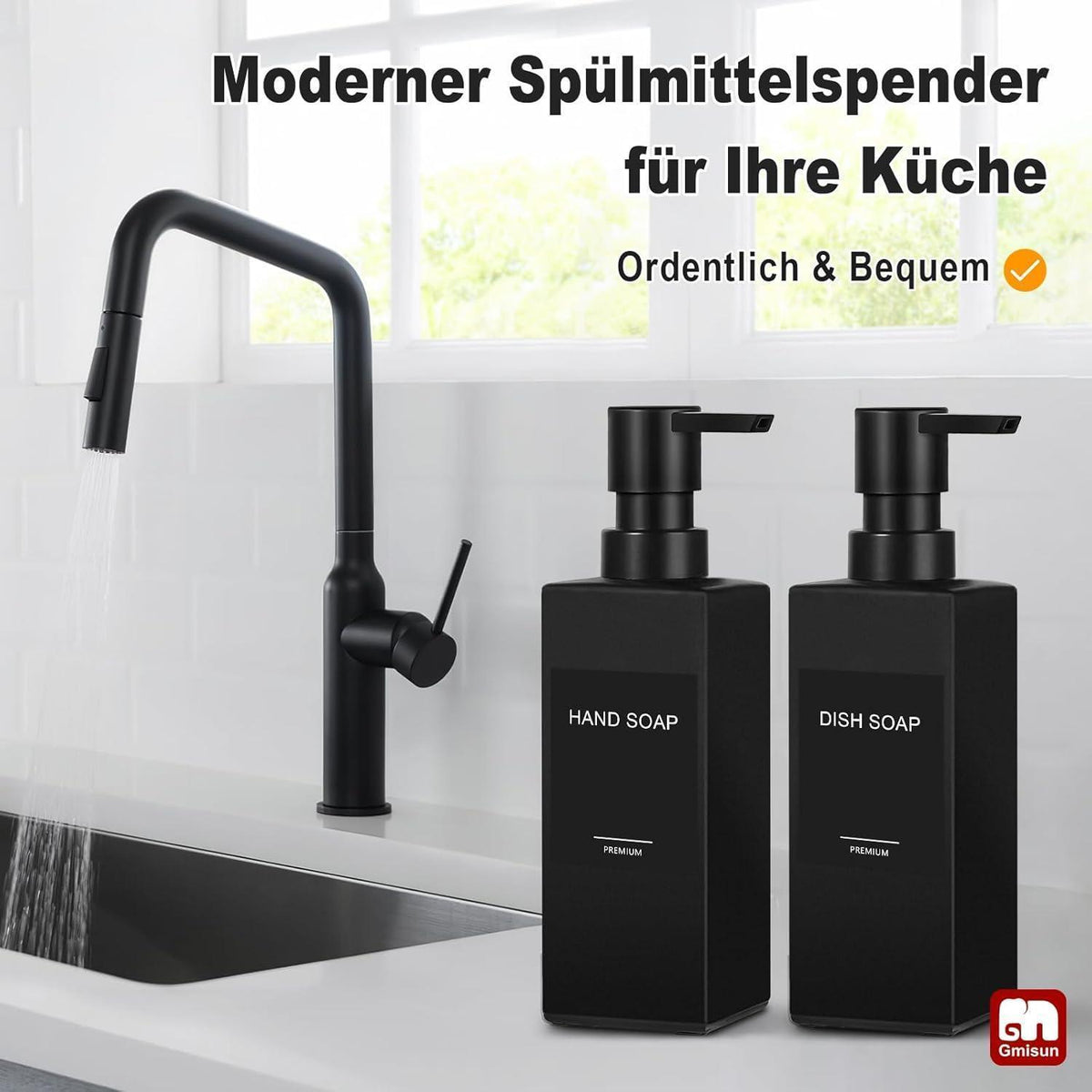 Schwarzer Seifenspender 2er-Set – Modernes Glas für Küche & Bad