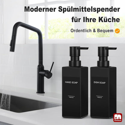 Schwarzer Seifenspender 2er-Set – Modernes Glas für Küche & Bad