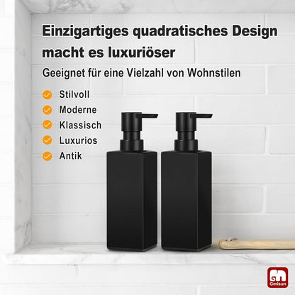 Schwarzer Seifenspender 2er-Set – Modernes Glas für Küche & Bad