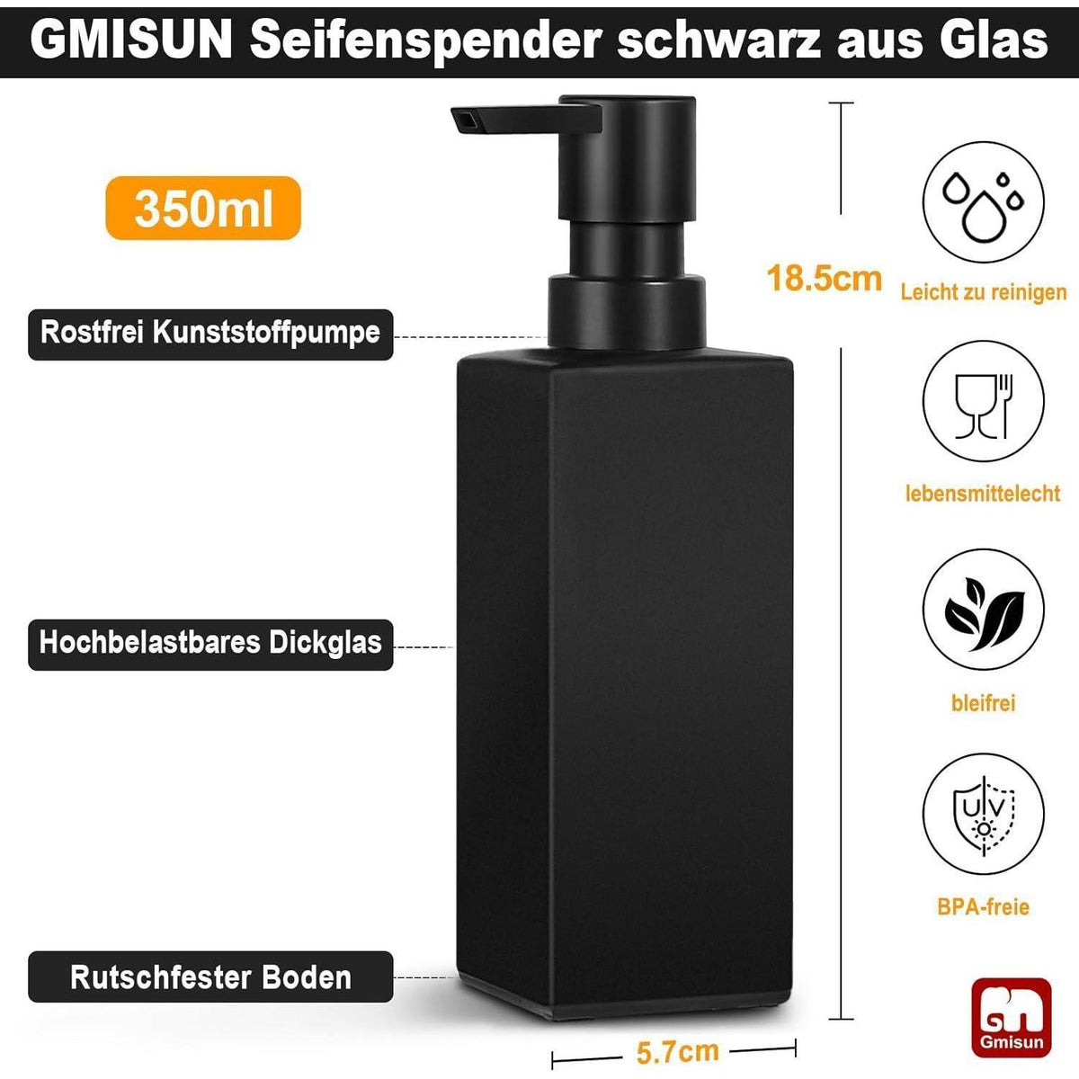 Schwarzer Seifenspender 2er-Set – Modernes Glas für Küche & Bad