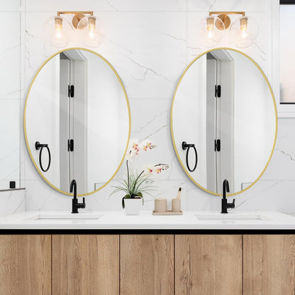 Oval Wandspiegel Gold 51x71 cm - Moderner Badspiegel für Wohnraum