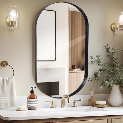 Ovaler Wandspiegel 60x90 cm – Moderner Badezimmer Spiegel mit Metallrahmen
