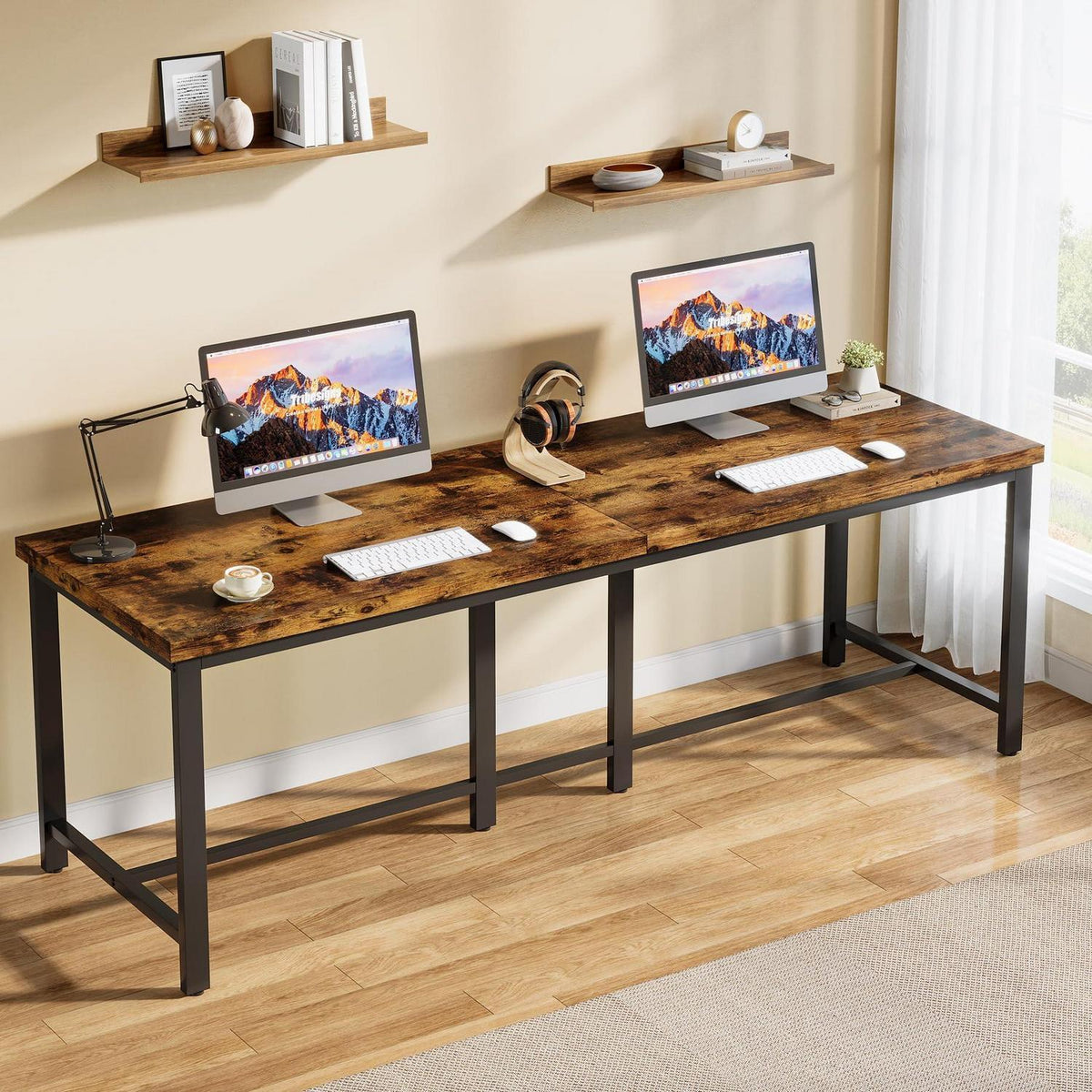 Extralanger Doppelschreibtisch 200cm – Industrie-Design für Homeoffice