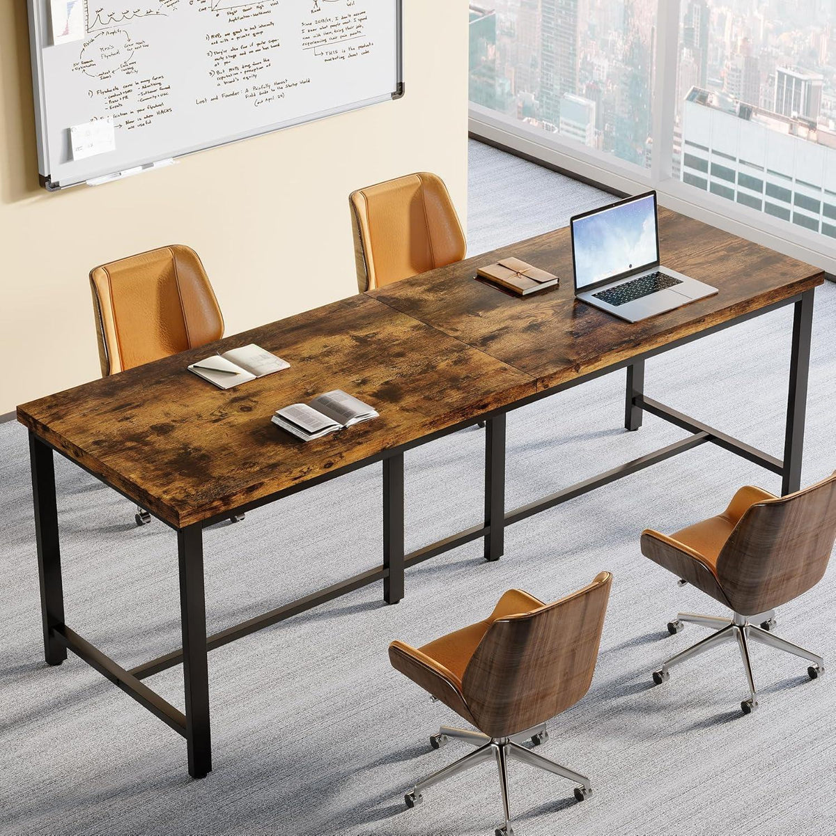 Extralanger Doppelschreibtisch 200cm – Industrie-Design für Homeoffice