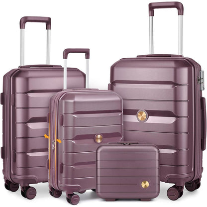 Hartschalenkoffer Set 4-teilig Lila mit TSA Schloss & Doppelrollen