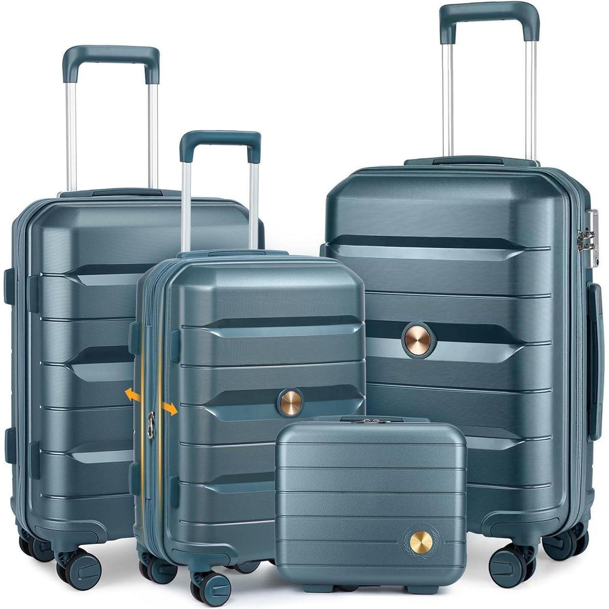 Hartschalenkoffer Set 4-teilig Blau mit TSA-Schloss & Doppelrollen