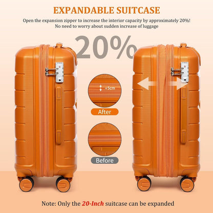 Hartschalen Koffer Trolley 55cm Erweiterbar Orange | TSA Schloss